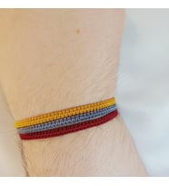 Crystal Atelier Gri Hardal Bordo Örgü Makrome 3’lü Bileklik - Unisex El Yapımı Ayarlanabilir Şık Trend Kombin Seti - Makrome Bileklik - Örgü Bileklik - Gri Hardal Bordo Bileklik - Hediye Bileklik - İp Bileklik - Günlük Bijuteri Bileklik - Spor Bileklik
