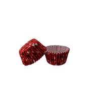 Kek Kalıbı Pet Kapsül 52X45 MM Kağıt Cupcake Kağıdı (100 Adet)  Kırmızı Üzeri Fiyonk Ve Kalp Desenli