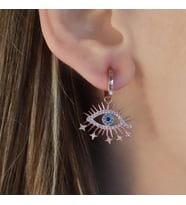 Zirkon Taşlı Göz Modeli Rose Gold Kaplama Gümüş Küpe