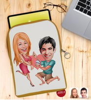 BK Gift Kişiye Özel Sevgililer Karikatürlü Taşınabilir Koruyucu Tablet Kılıfı & Organizer Çanta - Sarı-19