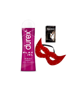 Durex Kiraz Aşkı 50 ml Jel + Kırmızı Deri Göz Maskesi + Hediye