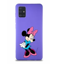 Samsung Galaxy A51 Soft Premier Kapak Minnie Mouse-F Tasarımlı Silikon Kılıf - Mor (Şeffaf)