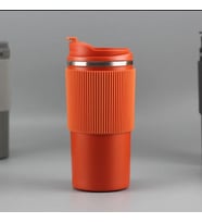 450ml Silikon Kol 304 Paslanmaz Çelik Termos Taşınabilir Coffe Cup (Turuncu)