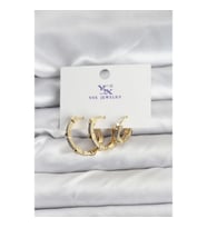 Mey İthalat® Gold Renk Zirkon Taşlı Kadın Küpe