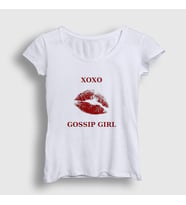 Presmono Kadın Beyaz Xoxo Lips Dizi Gossip Girl T-Shirt 483158tt