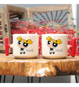 Kişiye Özel İsimli Powerpuff Girls Tasarımlı T kupa Bardak