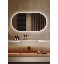 Fawdecor Led Işıklı Oval/Kapsül Model Dekoratif Duvar Aynası, Modern Eşsiz Ayna, Ayna Duvar Dekorasyon Ürünü (Beyaz)
