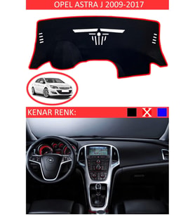 Opel Astra J 2009-2017 İçin Uygun Torpido Koruma Halısı Siyah Kenar Renk Kırmızı