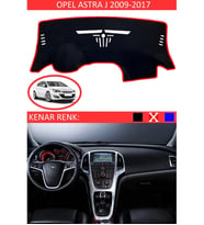 Opel Astra J 2009-2017 İçin Uygun Torpido Koruma Halısı Siyah Kenar Renk Kırmızı