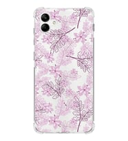 Samsung Galaxy A04e Köşe Korumalı Antişok Kapak Floral Pudra Tasarımlı Şeffaf Kılıf