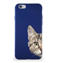 Apple iPhone 6 Soft Premier Kapak Catface Tasarımlı Silikon Kılıf - Lacivert (Şeffaf)