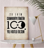 BK Gift 29 Ekim Tasarımlı Kanvas Tablo-10, 30x50cm 29 Ekim Hediyesi,Ev Dekorasyonu, 100.Yıl Hediyesi
