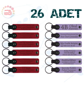 Kırmızı & Mor Menekşe, 26’lı Set, İsim Yazılabilen Anahtarlık, Dil Kursu Mezunlarına Özel Sürpriz
