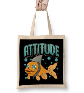 Attitude Of A Shark Funny Self Confidence Pun Bez Çanta Uzun Saplı