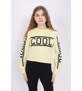 Toontoy Kız Çocuk Cool Baskılı Sweatshirt (Sarı)