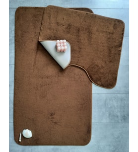 Ultrasoft Düz Kahve 2'li Banyo Halısı Paspası Seti Kaymaz Tabanlı Yıkanabilir