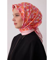 Belli Karma Desenli %100 Twill İpek Eşarp 4422D