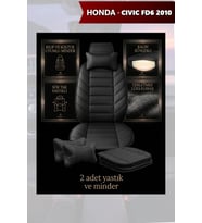 civic fd6 2010 Koltuk ve Kılıf uyumlu Yastık Minder Siyah Lüks 2 Minder 2 Yastık