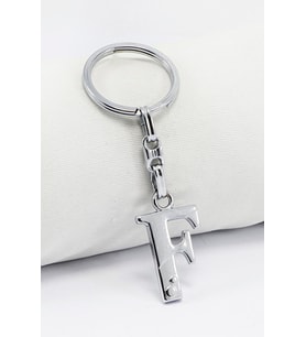 Gümüş Renkli Metal F Harfi Anahtarlık / Harfli Çanta Süsü (Standart)