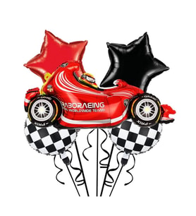 Formüla Yarış Arabası Damalı Folyo Balon 5 li Set