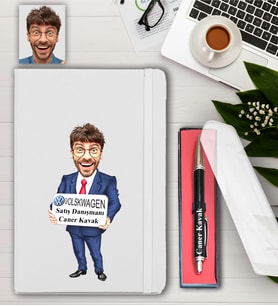 Kişiye Özel Wolsvogen Satış Danışmanı Karikatürlü Defter ve Kalem