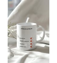 Motivasyon Sözü Temalı 330ml Baskılı Beyaz Seramik Kupa Bardak