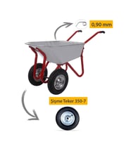 Kanat Plus Galvanizli İki Teker Demonte El Arabası 0.90 mm Sac Şişme 350-7 Ebat Teker