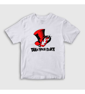 Presmono Unisex Çocuk Beyaz Persona 5 Take Your Heart T-Shirt 424572tt