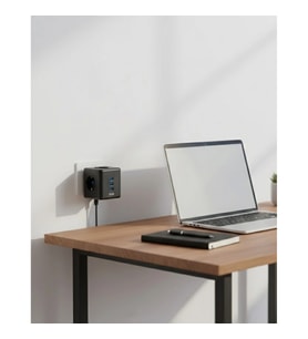 Mey İthalat® Akım Korumalı Küp Priz 3 Priz Girişi ve 3 USB Şarj Özellikli