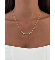 Özel Seri Baget Taşlı X tasarım Gold Kolye