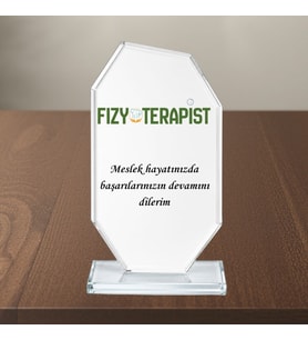 Kişiye Özel Fizyoterapist Kristal Cam Plaket - Fizik Tedavi ve Rehabilitasyon Meslek Hediyesi