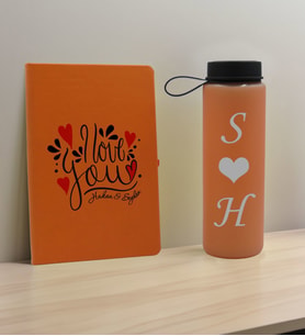 BK Gift Sevgiliye Özel İsimli Turuncu Defter ve Somon Cam Matara Hediye Seti-13, Sevgiliye Hediye, Sevgililer Günü, Yeni İş Hediyesi