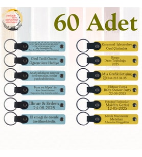 Gök Mavi & Sarı, 60’lı Set, Kişiye Özgü Yazılı Anahtarlık, Gönüllü Etkinlik Katılımcılarına Hediye