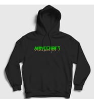 Presmono Unisex Siyah Logo Minecraft Kapüşonlu Sweatshirt 29392tt