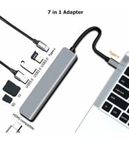 Type-C'den HDMI'a 7'si 1 arada dönüştürücü HDMI USB SD/MicroSD Type-C Güç Dağıtımı (PD) USB 3.0 Portları (Gri-Gri-Gri)