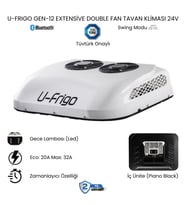 U-Frigo Araç Tavan Park Kliması Çift Fanlı 24V 32 Amper Gen-12 Extensive (Tır,Kamyon,Kamyonet) (Beyaz)