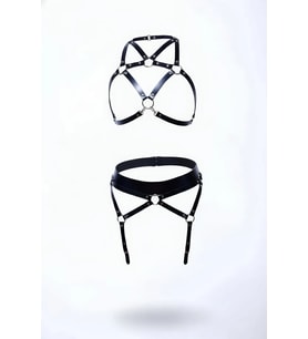 Mulvxbrf Brf02 Siyah Harness Takım Deri Metal Halka Detaylı Vücut Kemeri - Brf152 (Mulvix)