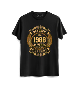 Vintage Gold Awesome Series Octaber 1988 Siyah Tshirt
