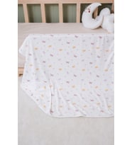 Kız Bebek Çift Taraflı Sarı Kelebek Baskılı %100 Pamuklu Battaniye 85x90 cm