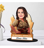 Kişiye Özel Kadın Arkeologa Hediye Karikatürlü Biblo