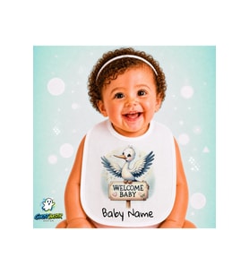 Kişiye Özel Hoşgeldin Keten Bebek Mama Önlüğü – Yumuşak, Emici, Yıkanabilir, Özel Tasarım P084