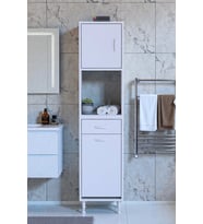 Eliusta Seris Sepetli ve Çekmeceli Banyo Dolabı  G:45 cm Çok Amaçlı Beyaz Düzenleyici 45x173x32,5 cm Dolap