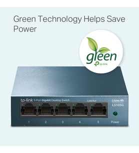 Tp-Link Ls105G, 5-Port 10/100/1000 Mbps Gigabit Ethernet Switch, 5 Bağlantılı Harici Güç Adaptörü