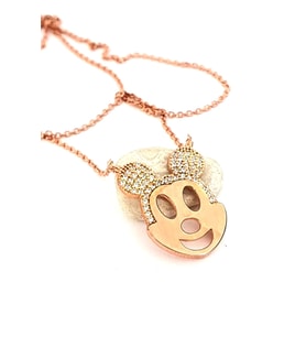 Pırlanta ışıltısında zirkon taşlı 925ayar gümüş miky mouse figürlü kolye