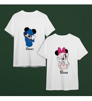 Mickey & Minnie Mouse Sevgili Çift Tasarımlı Tişört Kişiye Özel ( Unisex - Büyük - Çocuk )