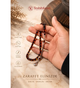 Ahşap Kutulu Bilek Boy Sürmeli Model Toz Kehribar Tesbih