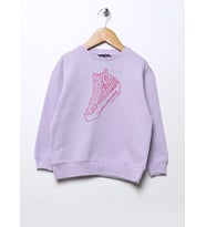 Çocuk Baskılı Bisiklet Yaka Lila Sweatshirt Lupinn Moda