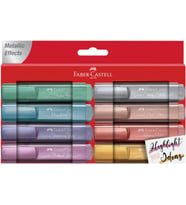 Faber-Castell 46 Metalik Renk Fosforlu Kalem Seti, 8'Li Karton Kutu, Su Bazlı Mürekkep, Dayanıklı Ke