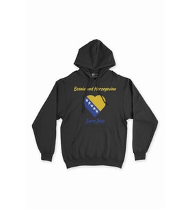 Saraybosna Bosna Hersek Bayraklı Kalpli Siyah Sweatshirt Hoodie