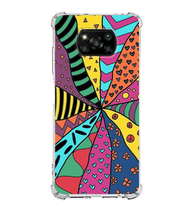 PrintiFy Poco X3 Uyumlu Retro Color 4 Baskılı Şeffaf Köşe Korumalı Antişok Kılıf